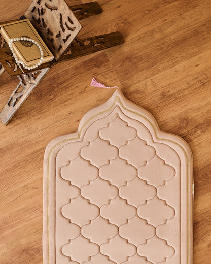 Decorative padded memory foam prayer mat with geometric pattern 