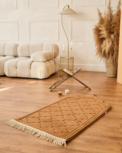 Muslim Brown padded memory foam prayer mat 