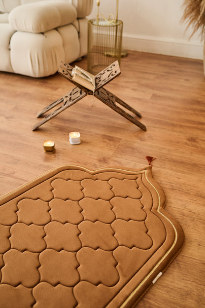 Muslim Brown padded memory foam prayer mat 